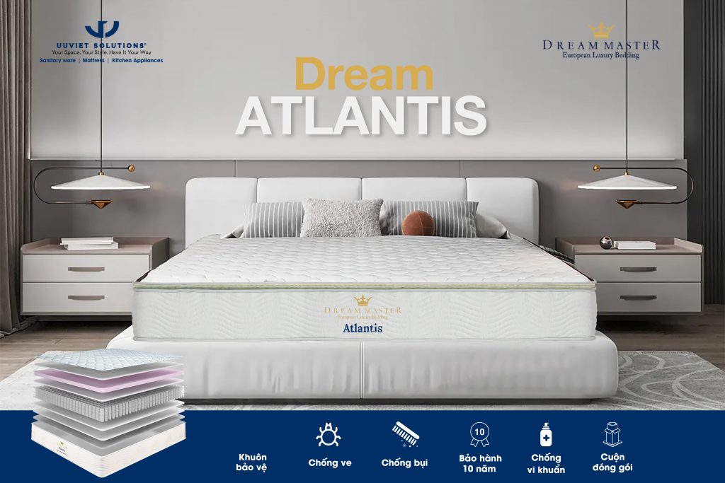 Nệm lò xo túi Dream Atlantis cao cấp thuộc thương hiệu Dream Master của Công ty Ưu Việt