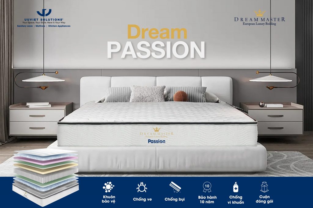 Nệm lò xo túi Dream Passion cao cấp thược thương hiệu Dream Master của Uuviet Solutions