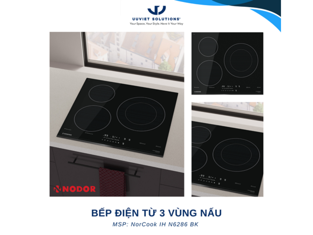 Nodor bếp từ 3 vùng nấu