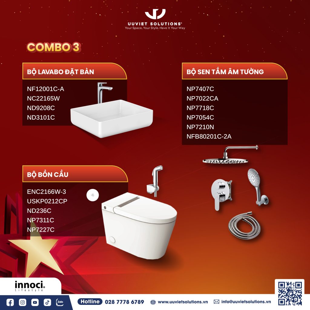 Combo 3 thiết bị vệ sinh Innoci