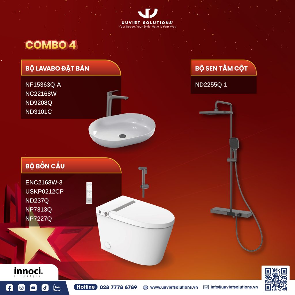 Combo 4 thiết bị vệ sinh Innoci