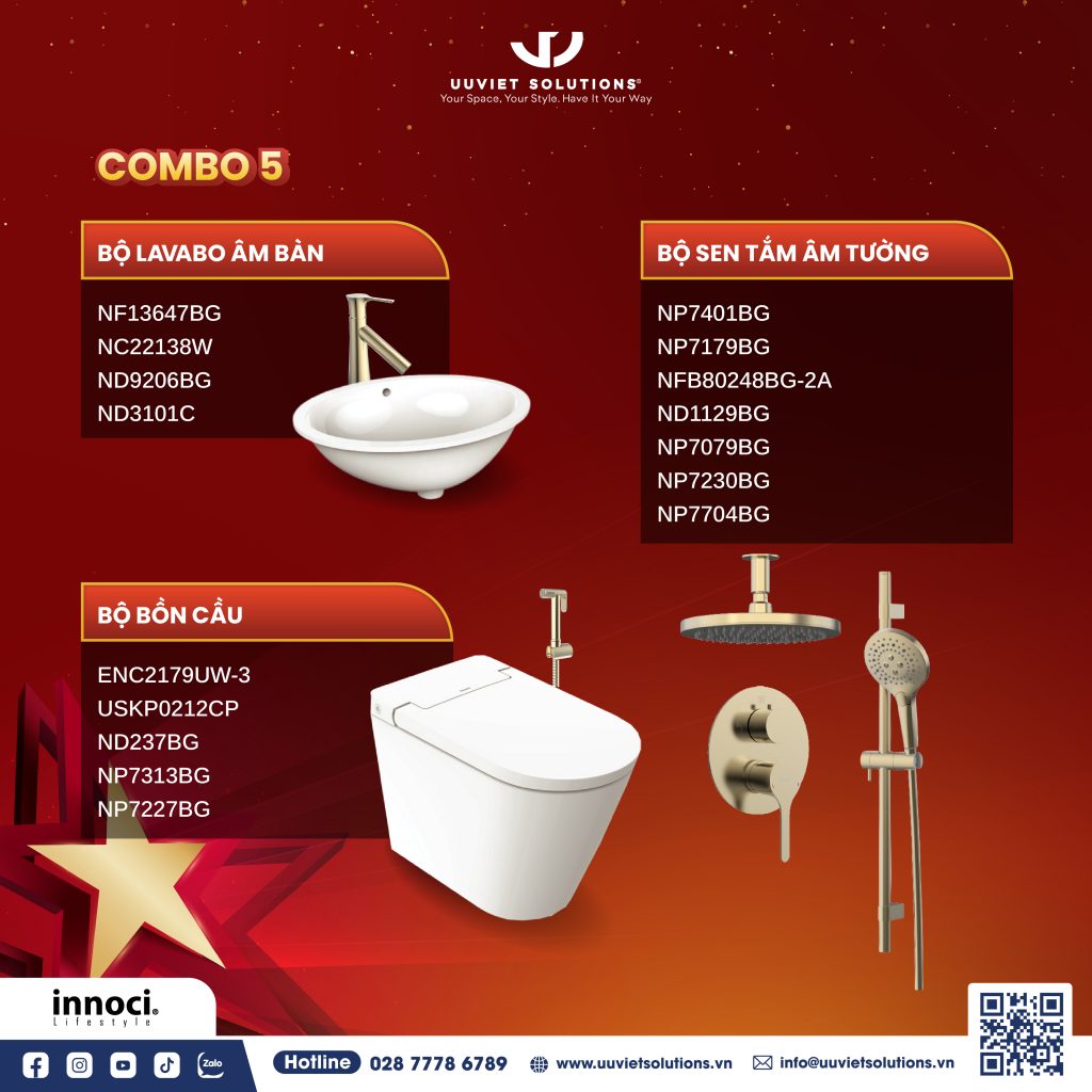 Combo 5 thiết bị vệ sinh Innoci