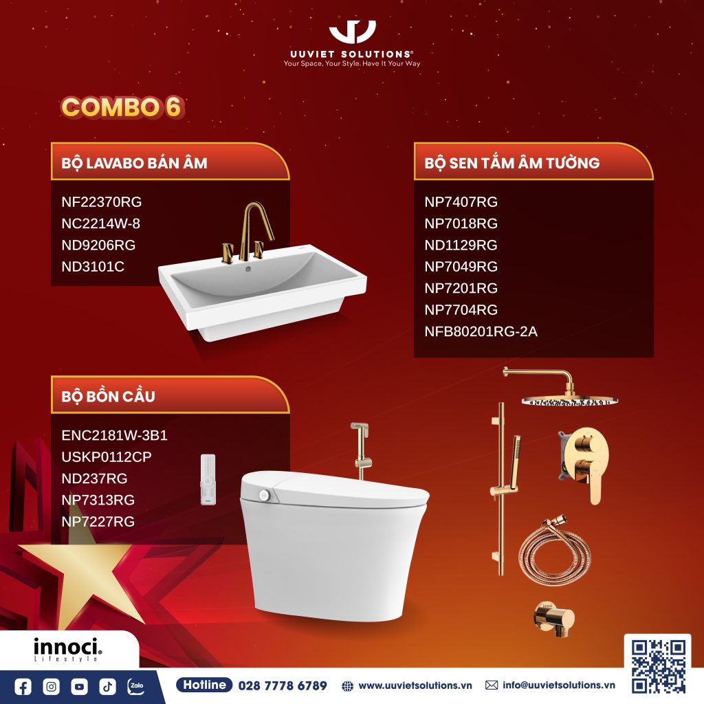 Combo 6 thiết bị vệ sinh Innoci