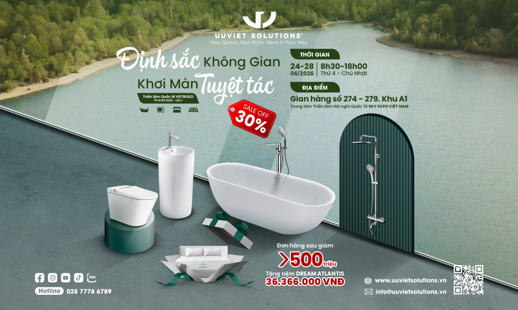 Chương trình ưu đãi giảm giá 30% sản phẩm Thiết bị phòng tắm chuẩn Âu cao cấp